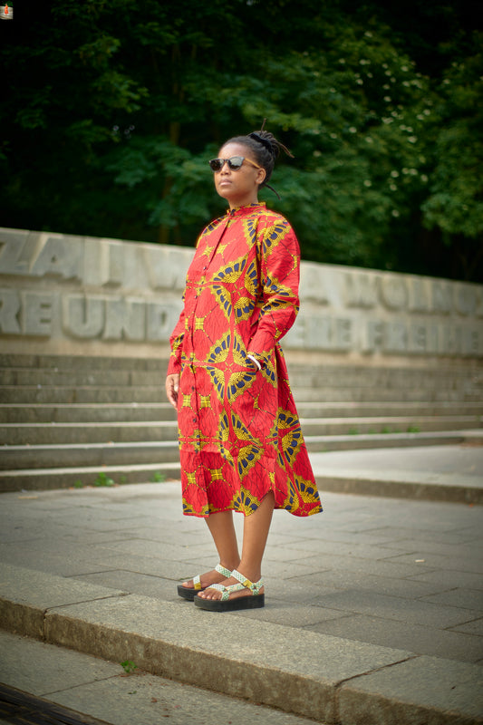 Golden Tide Ankara Gown (Red)